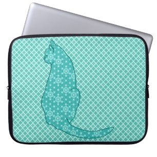 Capa Para Notebook Gato Japonês - Turquoise Kimono Impressão