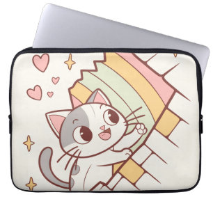 Capa Para Notebook Gato Kawaii Explodindo Capas de Laptop  fofo 