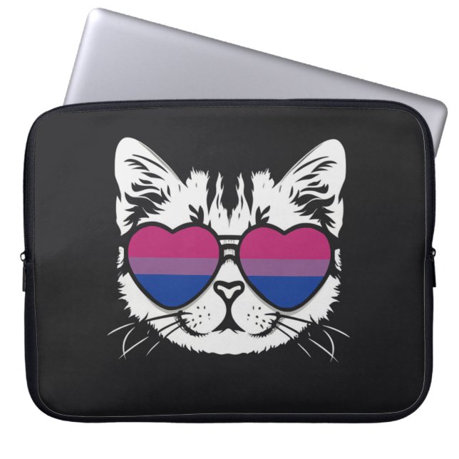 Capa Para Notebook Gato legal Com Óculos De Bandeira Bissexuais (Frente)