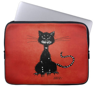 Capa Para Notebook Gato Mau preto vermelho irregular