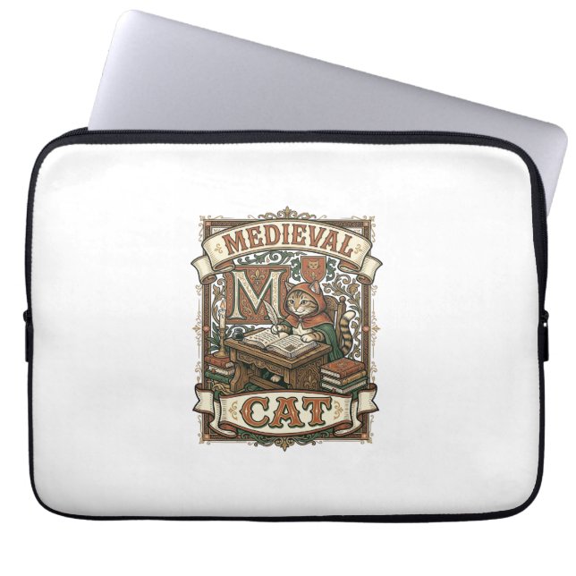 Capa Para Notebook Gato Medieval Manuscrito Medieval Vintage (Frente)