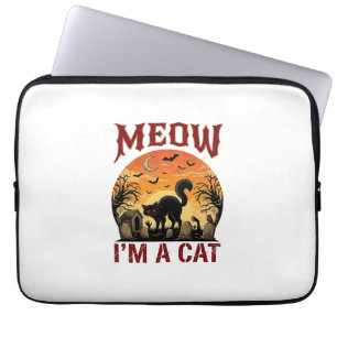 Capa Para Notebook Gato Miau Halloween Preto Cemitério_1