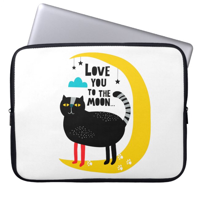Capa Para Notebook Gato na lua (Frente)