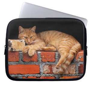 Capa Para Notebook Gato na Parede Brick