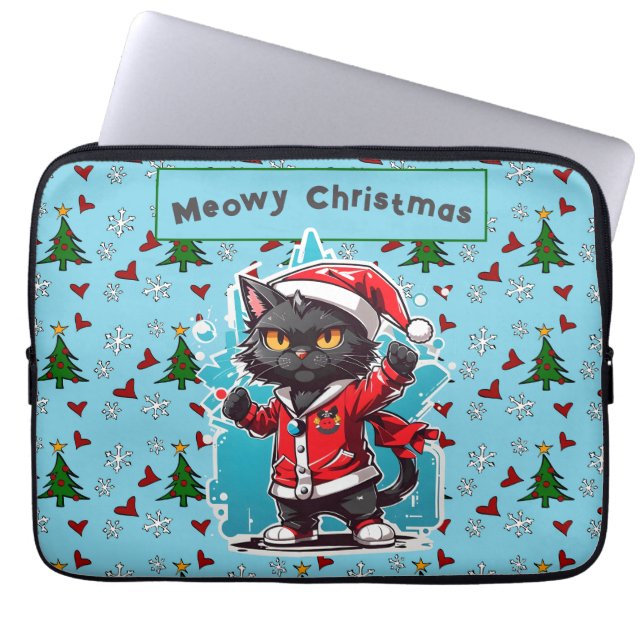 Capa Para Notebook Gato Negra Dabbing: Festividades de Natal Feliz (Frente)
