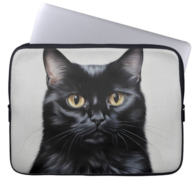 Capa Para Notebook Gato Negro (Frente)