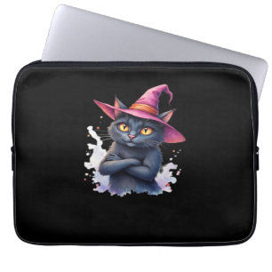 Capa Para Notebook Gato Negro Bonito no Chapéu das Bruxas - Ar Mágico