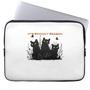 Capa Para Notebook Gato Negro de Kawaii em Pumpkin Feliz Halloween D