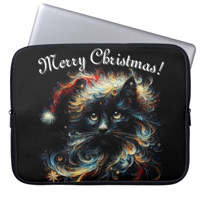 Capa Para Notebook Gato Negro Whimssso Papai noel Natal Hato Sazonal (Frente)