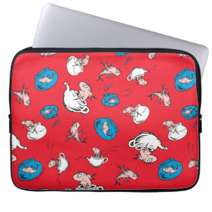 Capa Para Notebook Gato no Chapéu O Peixe Padrão Vermelho