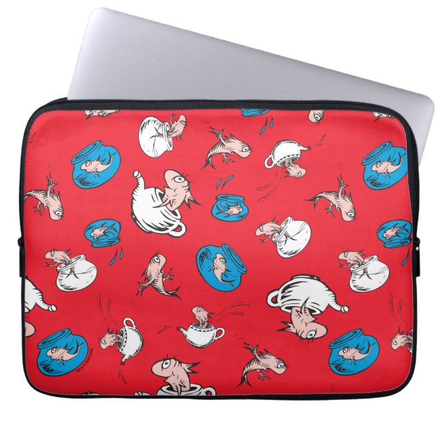 Capa Para Notebook Gato no Chapéu | O Peixe Padrão Vermelho (Frente)