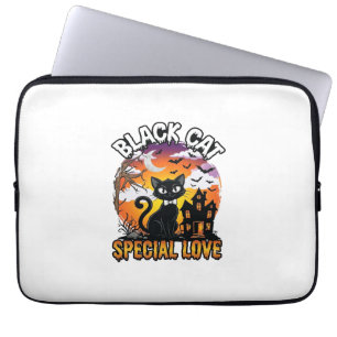 Capa Para Notebook Gato Preto Amor Especial Halloween Casa Assombrada