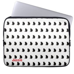 Capa Para Notebook Gato Preto (Branco)