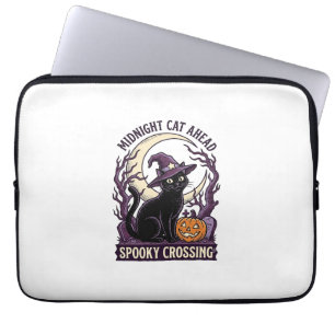 Capa Para Notebook Gato Preto Halloween Gravura Vintage Abóbora Gato