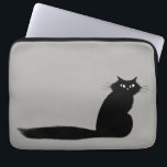 Capa Para Notebook Gato Preto Longo de Cabelo com Cauda Longa<br><div class="desc">Gato Preto Longo com Mala de Computador Longo Fluffy. Proteja seu laptop e faça uma declaração com este design de gatinho legal.</div>