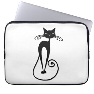 Capa Para Notebook Gato preto magro e caprichoso