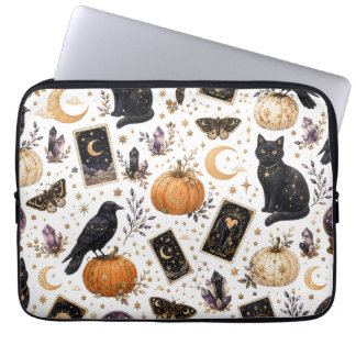Capa Para Notebook Gato Preto Místico Halloween Tarot Celestial