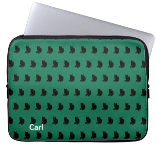 Capa Para Notebook Gato Preto (Verde)