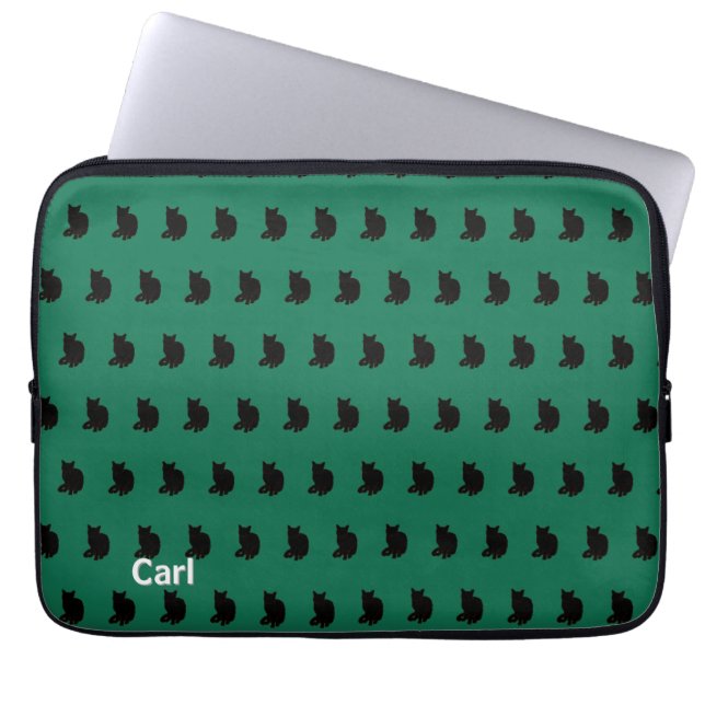 Capa Para Notebook Gato Preto (Verde) (Frente)