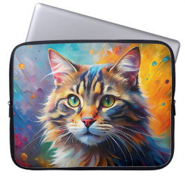CAPA PARA NOTEBOOK GATO XADREZ MARROM COM ESTILO POP ART