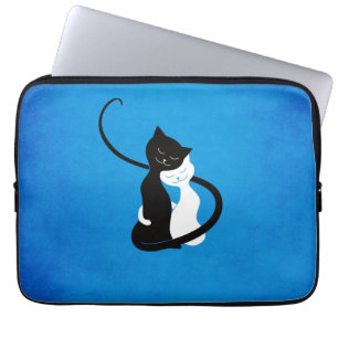 Capa Para Notebook Gatos bonitos azuis no amor