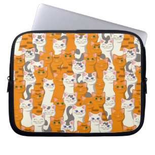 Capa Para Notebook Gatos brancos e gengibres padrão olhos verdes olho