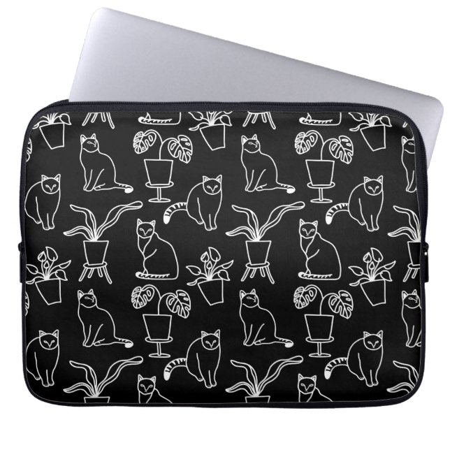 Capa Para Notebook Gatos brancos em preto (Frente)