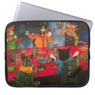 Capa Para Notebook Gatos de Banquete Noturno