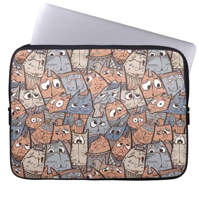 Capa Para Notebook Gatos de Desenho Animado Divertidos (Frente)