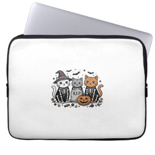 Capa Para Notebook Gatos de Esqueleto Fofo de Halloween Gravura Vinta