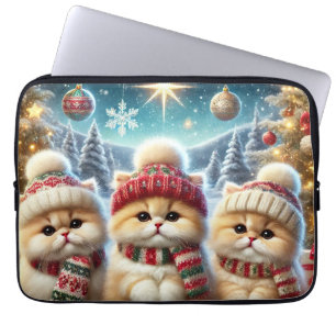 Capa Para Notebook Gatos de gatinho em decoração festiva de Natal e N