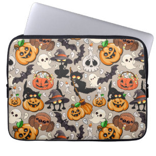 Capa Para Notebook Gatos de Halloween Festa Divertida