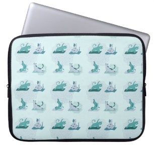 Capa Para Notebook Gatos de ioga verde