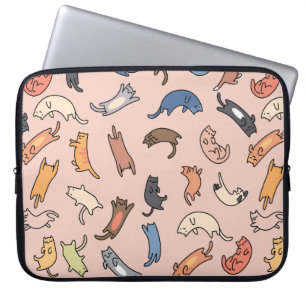 Capa Para Notebook Gatos de rabisco sem costura, ilustração