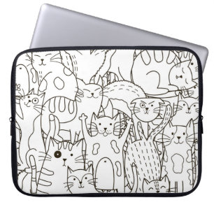 Capa Para Notebook Gatos de rabo: preto e branco.