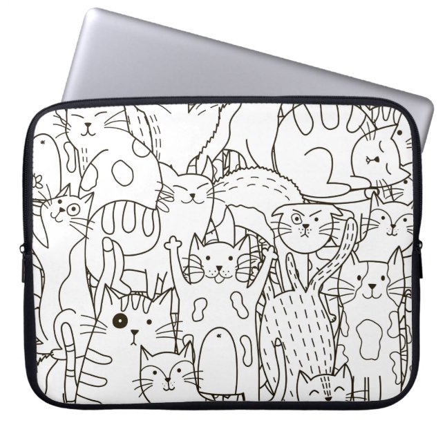 Capa Para Notebook Gatos de rabo: preto e branco. (Frente)