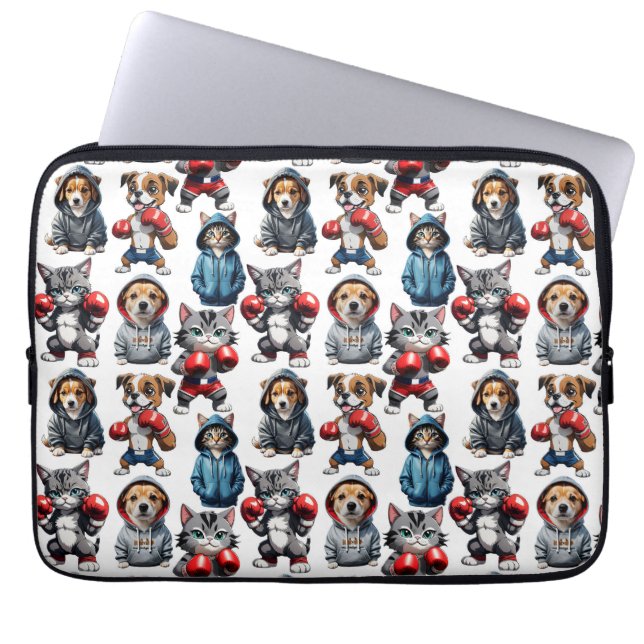 Capa Para Notebook Gatos e Cachorros de Desenho Animado  (Frente)