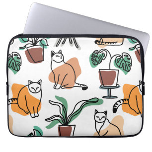 Capa Para Notebook Gatos e flores para desenho de linhagens
