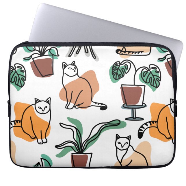 Capa Para Notebook Gatos e flores para desenho de linhagens (Frente)