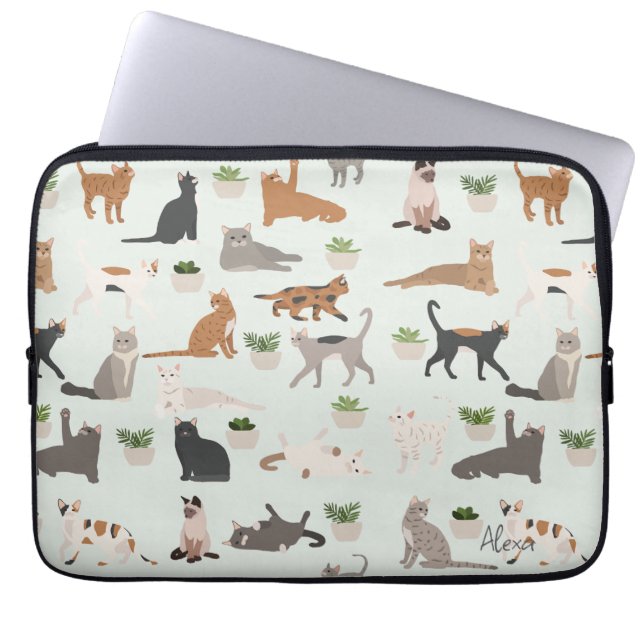 Capa Para Notebook Gatos e plantas caseiras (Frente)