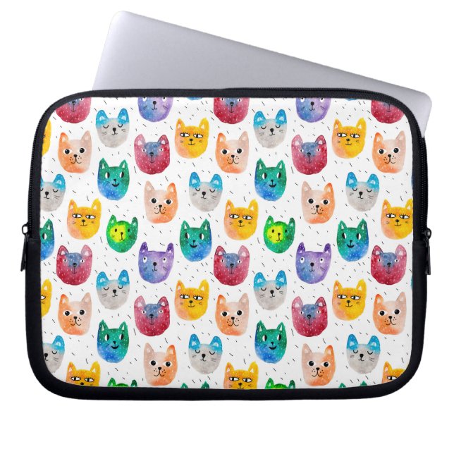 Capa Para Notebook Gatos em aquarela e amigos (Frente)