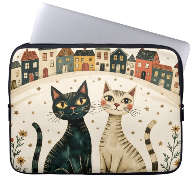 Capa Para Notebook Gatos Encantadores  (Frente)
