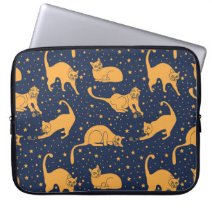 Capa Para Notebook Gatos engraçados, estrelas, padrão espacial.