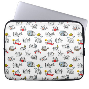 Capa Para Notebook Gatos engraçados, leite e magia.