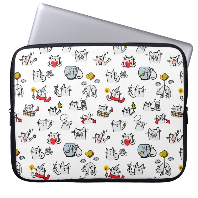 Capa Para Notebook Gatos engraçados, leite e magia. (Frente)
