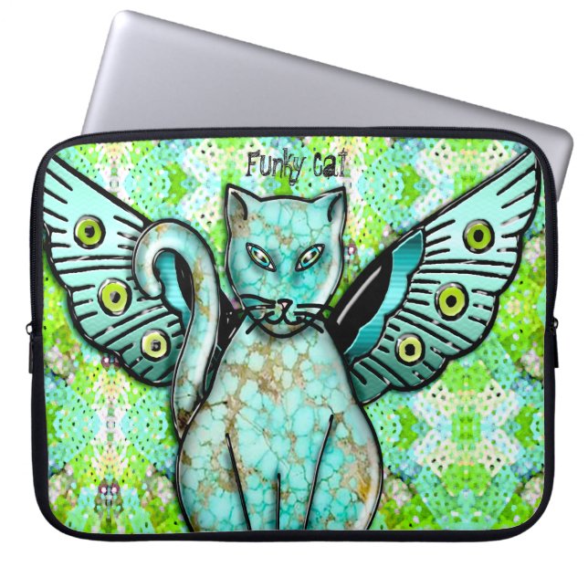 Capa Para Notebook Gatos Funciosos - Aqua - Personalizados (Frente)