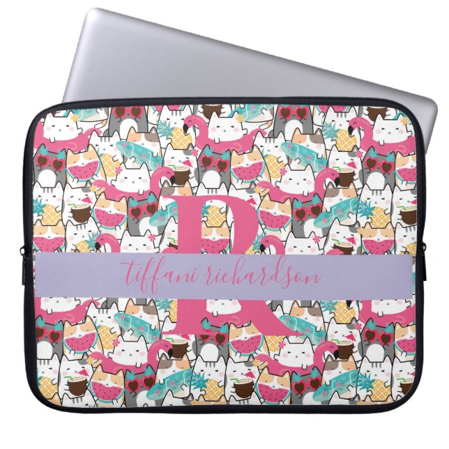 Capa Para Notebook Gatos Gatinhos Gatinhos Gafanhotos de Verão Kawaii (Frente)