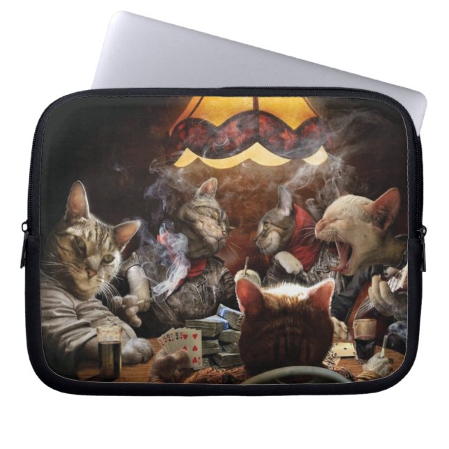 Capa Para Notebook Gatos jogando pôquer (Frente)
