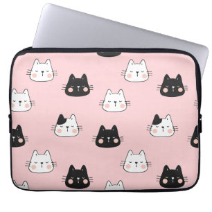 Capa Para Notebook Gatos Kawaii, brancos e pretos