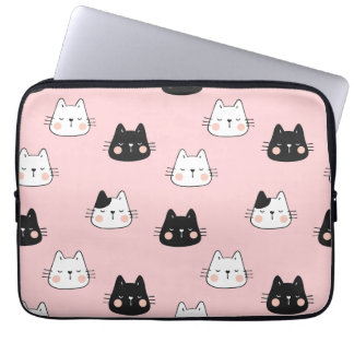 Capa Para Notebook Gatos Kawaii, brancos e pretos